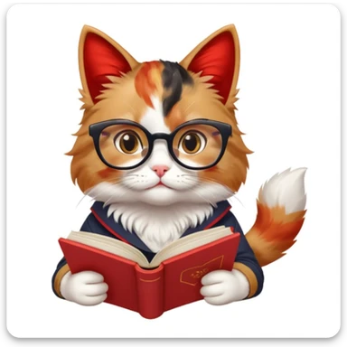 Girly cat reading a book with red alert sirens and rockets flying behind sticker