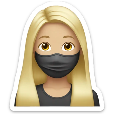 blond girl with a face mask sticker