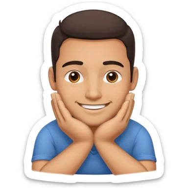 Large Hispanic male smiling with face resting on hands sticker