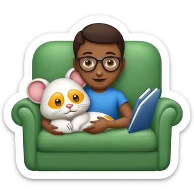 UM RATO BRANCO SENTADO EM UM SOFA, O RATO ESTA DE OCULOS ESCURO E BENGALA sticker