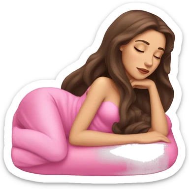 brunette Sleeping beauty girl with pink sphinx  sticker