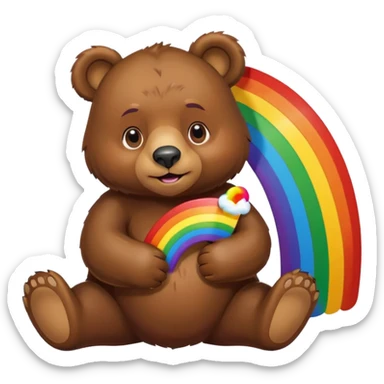 bear holding a rainbow sticker