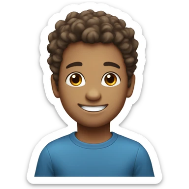 smiling boy with blue eyes with fluffy hair up in the front sticker