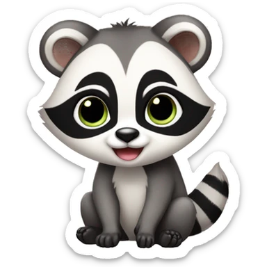 Cute raccoon-panda-lemur-hybrid full body sticker
