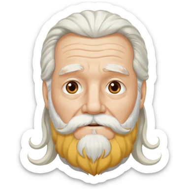 Old man with long wavy white hair and long white beard sticker
