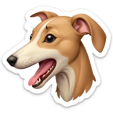 Cinematic Cute Yawning Fawn Greyhound Portrait Emoji, Head tilted slightly with a dramatic, wide-open yawn, showcasing a smooth fawn Fur with a refined finish, floppy ears slightly drooping, round eyes barely open in drowsy contentment, Simplified yet irresistibly adorable features, highly detailed, glowing with a soft, cozy glow, high shine, relaxed yet expressive, stylized with a touch of whimsy, bright and endearing, soft glowing outline, capturing the essence of a sleepy yet affectionate companion, so drowsy it feels like it could stretch out of the screen and curl up for a nap! sticker