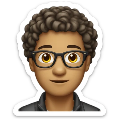 a 29 years old bold hair marocan white skin developer wearing glasses sticker