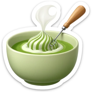 whisk with bowl of matcha sticker