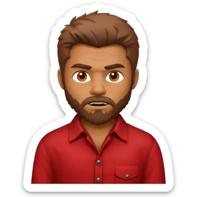 The Wolfman with red dress shirt, brown fur sticker