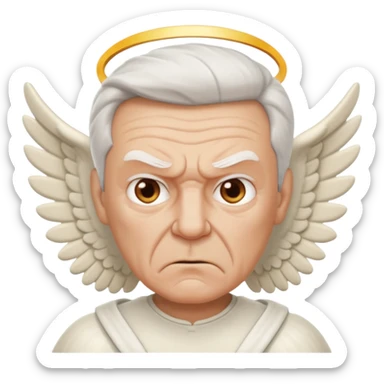 Angry older white male Italian animated angel I don't want a real face sticker