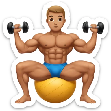 bodybuilder doing swiss-ball crunches sticker