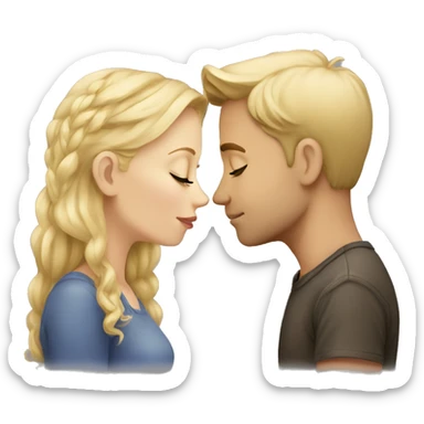 Cute fair-skin blonde white couple kissing sticker