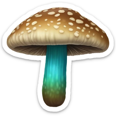 long brown dried mushroom with blue-green areas sticker