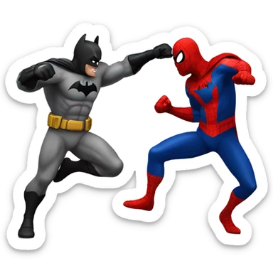 Batman punching spider man sticker