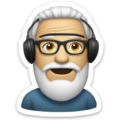 a man with vision glasses and have beard and with ear muffs  sticker