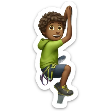 A boy climb mountain sticker