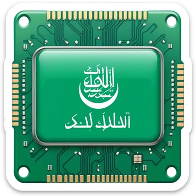 Saudi Arabian flag with a microchip sticker
