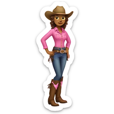 Cowgirl with pink boots sticker