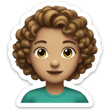 Girl with blue/green eyes, curly brown hair to her shoulders  sticker