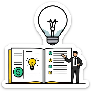 smart entrepreneur with business plan and lightbulb sticker