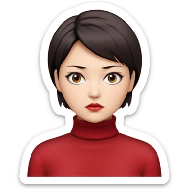 Ada Wong from resident evil 4 remake in red roll-neck sweater  sticker