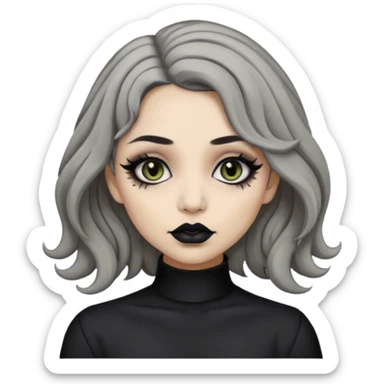  Beige olive skin  grey wavy hair black lips goth girl sticker