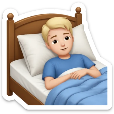 a young man lying in bed, dreaming of different jobs sticker