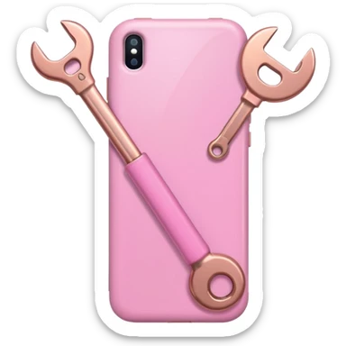 pink girly cellphone with a cute wrench sticker