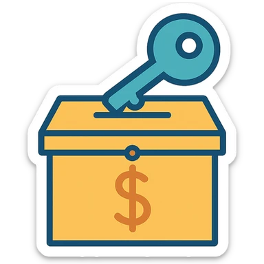 flat design style key for donation case sticker
