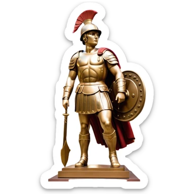 Cinematic Realistic Roman Soldier Statue at Botero Square Landmark Emoji, depicted as a striking, larger-than-life sculpture rendered with rich detail and dynamic, urban lighting. sticker
