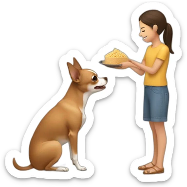 Brown chihuahua being feed by human sticker