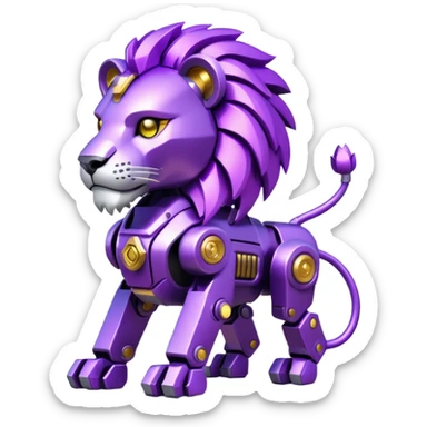 glitter mech lion purple cyberpunk sticker