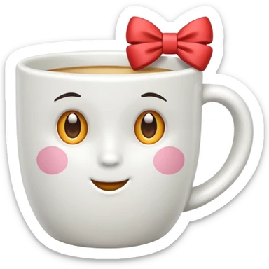 white cup with bow sticker