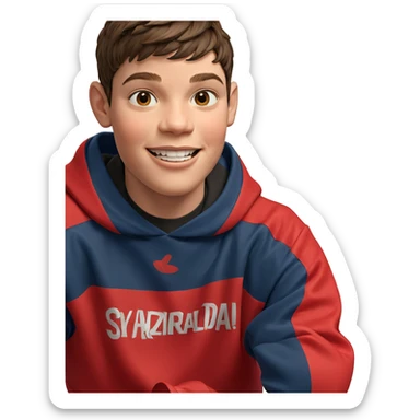 smiling boy with brown hair sticker