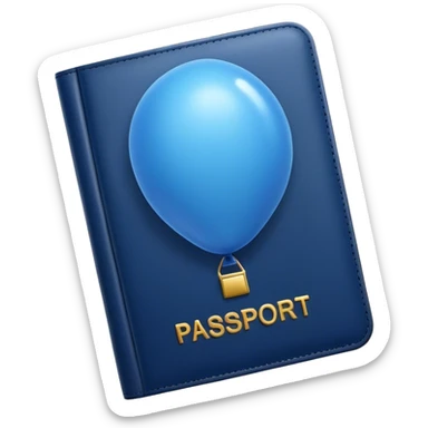 pasaporte cerrado, con un globo en el centro sticker
