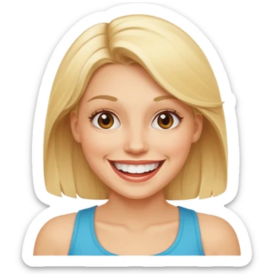 fit blonde woman with a big cheerful grin sticker