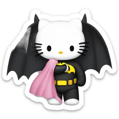 Hello kitty hugging Batman  sticker