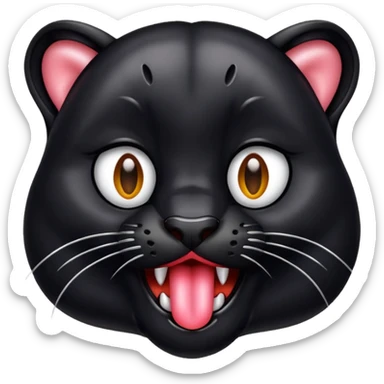a panther with its tongue out drooling sticker