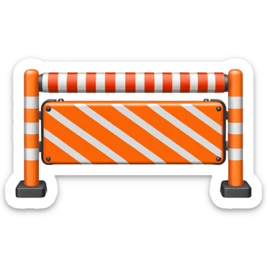 Flat emoji-style icon of a boom barrier.
Orange control box.
Red and white striped barrier arm coming out of the box.
Box is solid orange only, arm is red-white only.
NOT gates, NOT fence, NOT fully red-white barrier. sticker