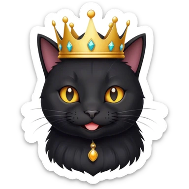 happy black cat with a crown sticker