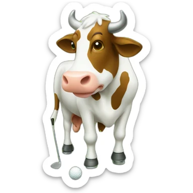Golfing cow sticker