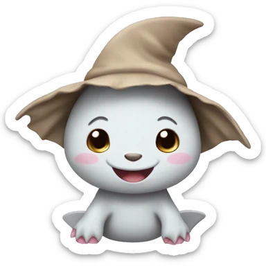 cute baby shark with floppy bunny ears hat sticker