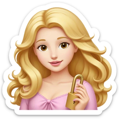 Cinematic Elegant Rapunzel Portrait Emoji, Twirling a lock of her golden hair, dreamy expression, soft pink lips curving into a gentle smile, delicate yet mesmerizing, a princess with a heart full of adventure and beauty! sticker