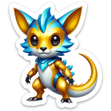 Epic Edgy Cute Colorful Vibrant Modern Vernid-Protogen-creature-animal, full body sticker