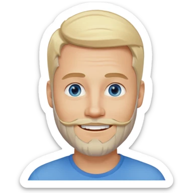 man, 35 years old, blonde hair, blue eyes, light beard, smiling expression sticker