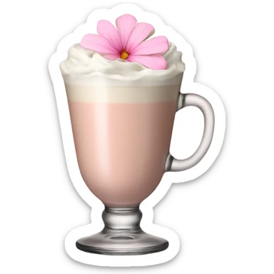 Light Pink latte classy in glass with flower sticker