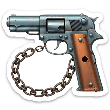 pistol made out of broken chain sticker