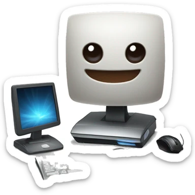 Gaming pc with keyboard and mouse on a computer desk sticker
