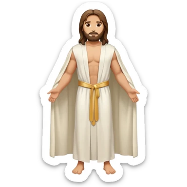 fullbody jesus christ jacked, sleeveless white robe front and backview sticker