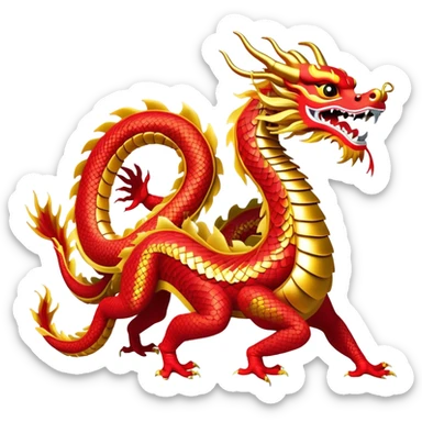 Cinematic Realistic scene of a Chinese Dragon Dance featuring performers energetically holding a vibrant dragon model aloft, with intricately detailed scales and dynamic flowing costumes, illuminated by festive red and gold lighting that captures the spirit of celebration. sticker